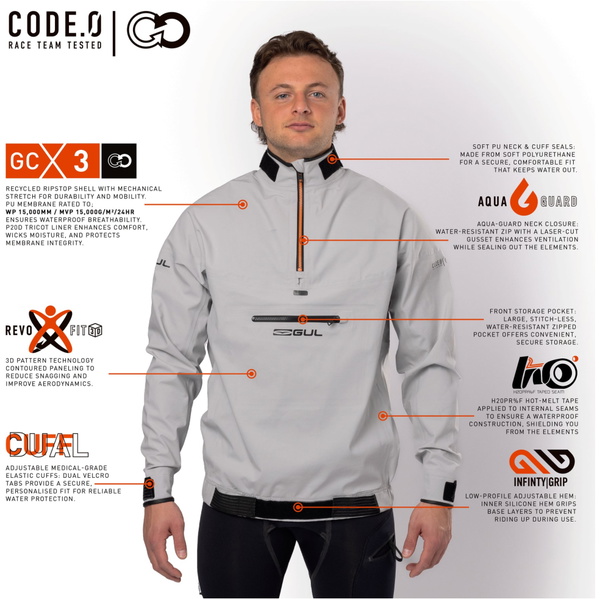 2026 Gul Mens Code Zero Recore 3L Spray Top ST0028 - Grey / Orange